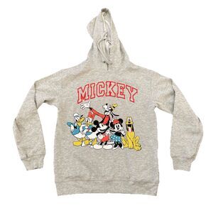 Disney Mickey & Friends Gray pullover hoodie Graphic Sweatshirt Size Small